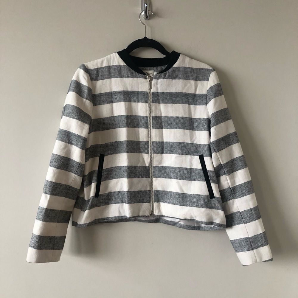 EMMA & Olivia Stripe Bomber Jacket - Medium